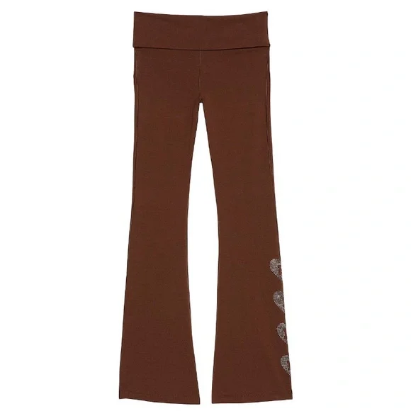 🔥🔥VS Pink ✨GORGEOUS BLING✨ foldover waistband yoga pants flare leggings XL NWT - Picture 5 of 10